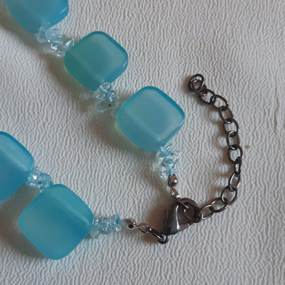 Vintage Brazilian Blue Chalcedony Necklace and Earrings Set - Picture 13 of 16